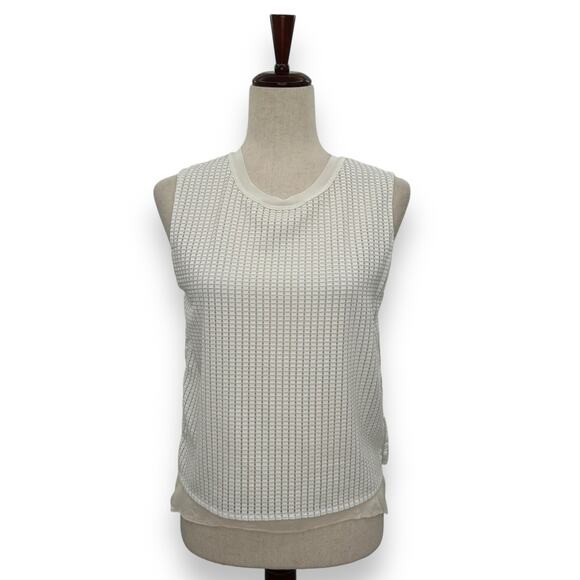 Vince White Textured Blouse Size Small Faux Layered Overlay Cream Ivory Top EUC - Picture 1 of 10